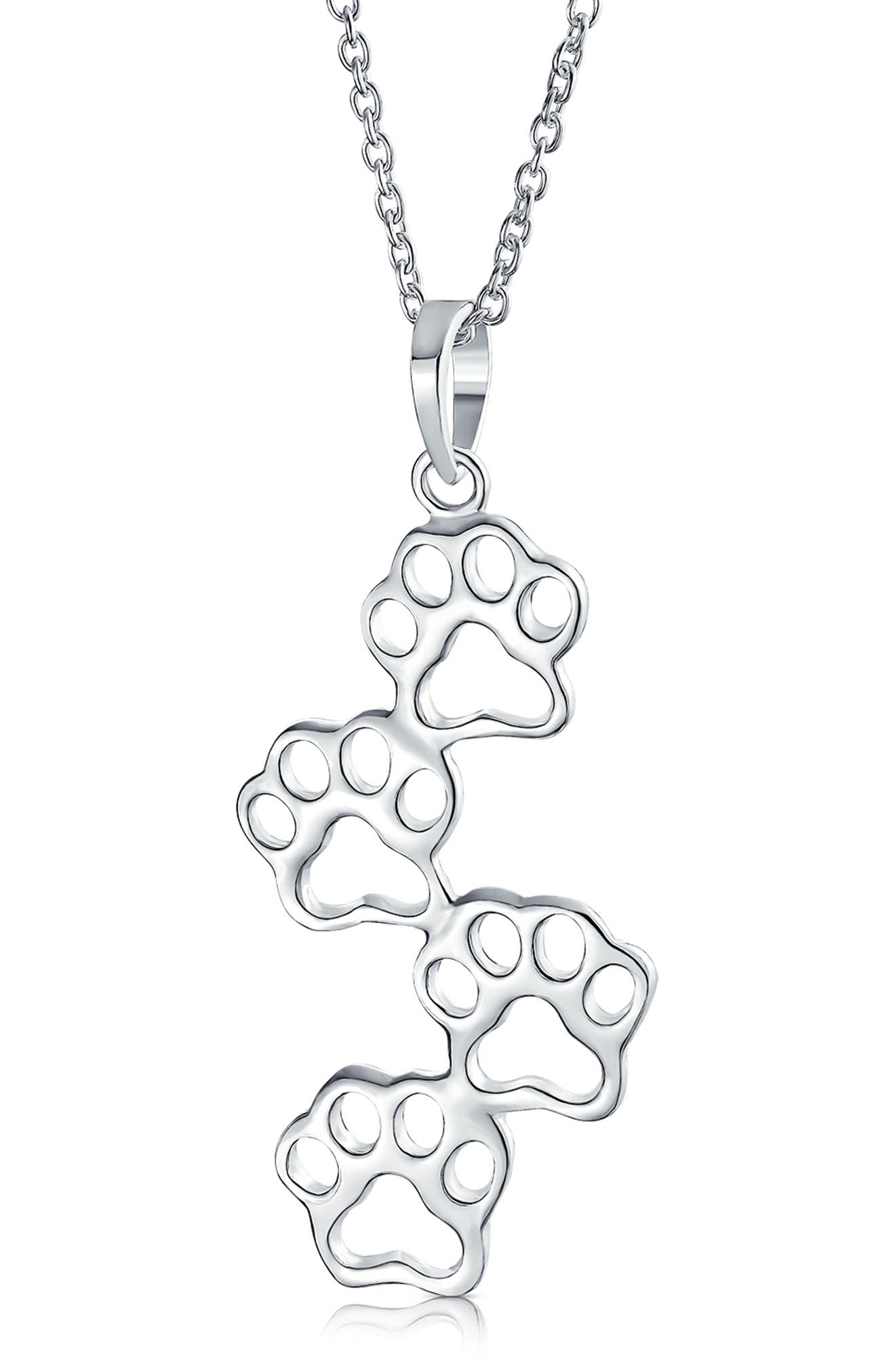 BLING JEWELRY Sterling Silver Paw Pendant Necklace