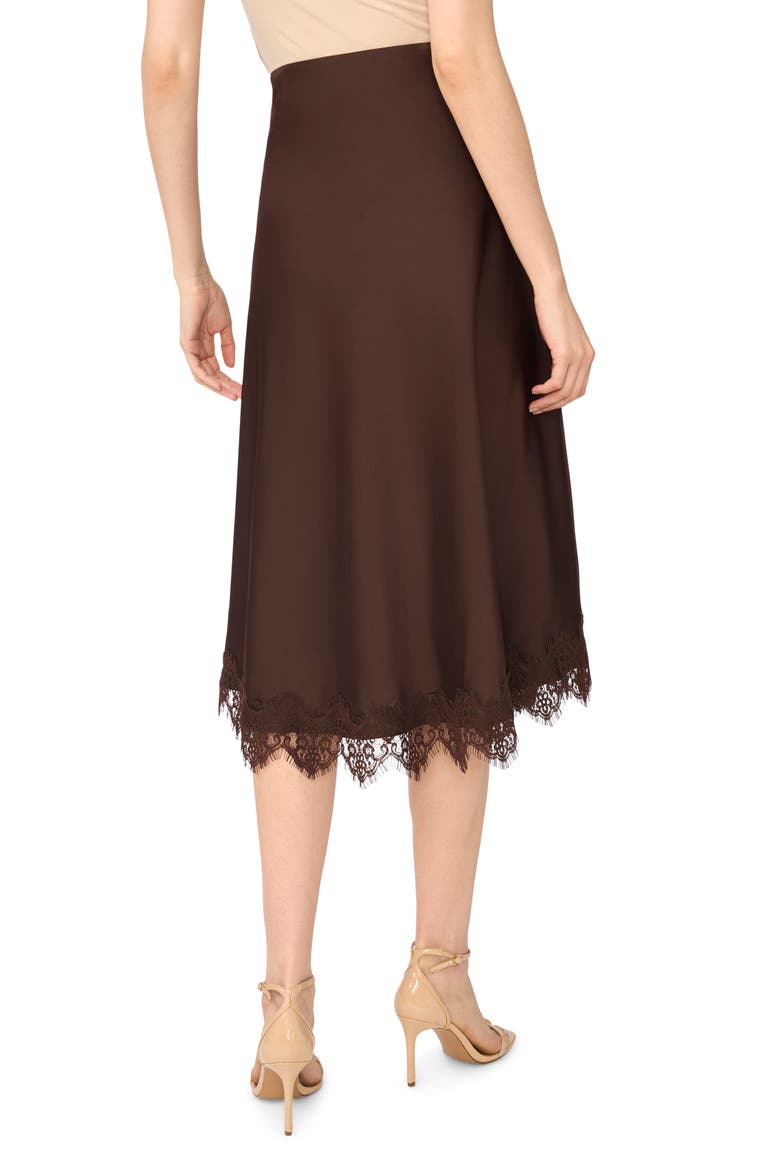 Lace Trim Satin Skirt, Alternate, color, COFFEE BEAN