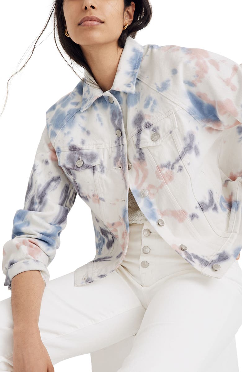 Madewell Tie Dye Raglan Oversize Denim Jacket, Main, color, 