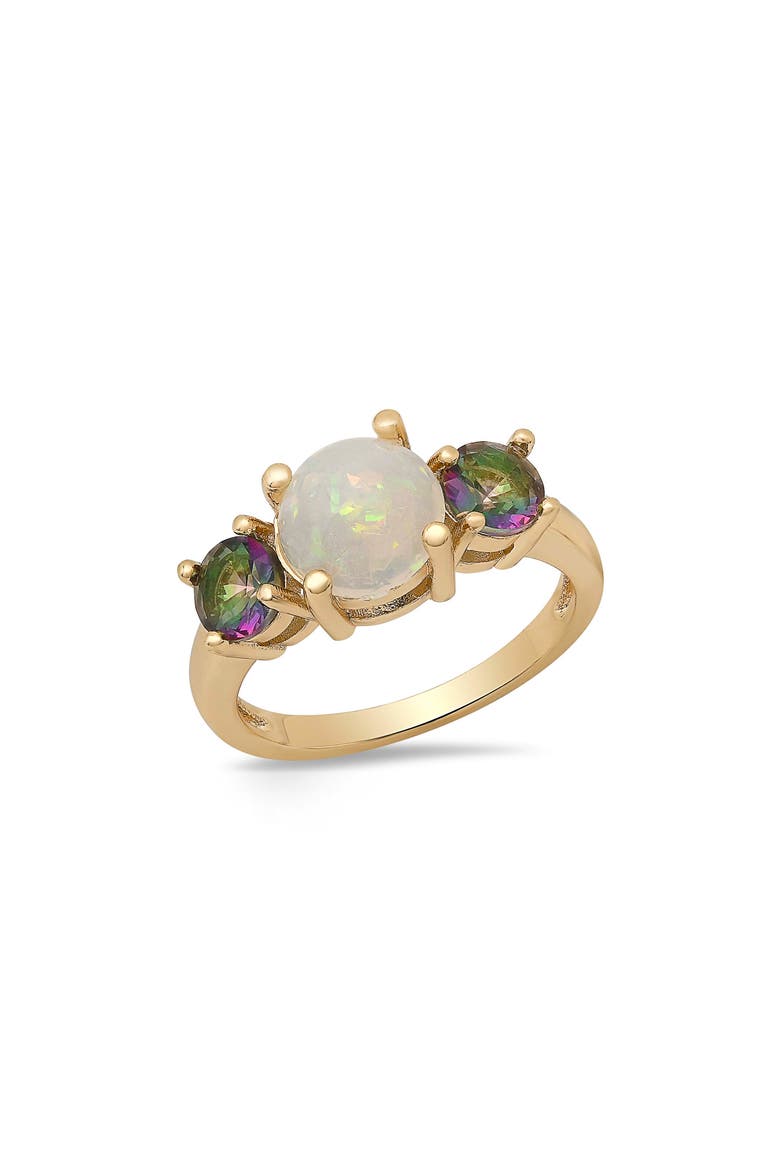 18k Gold Plated Lab Created Opal & Mystic Quartz Ring, Main, color, GOLD