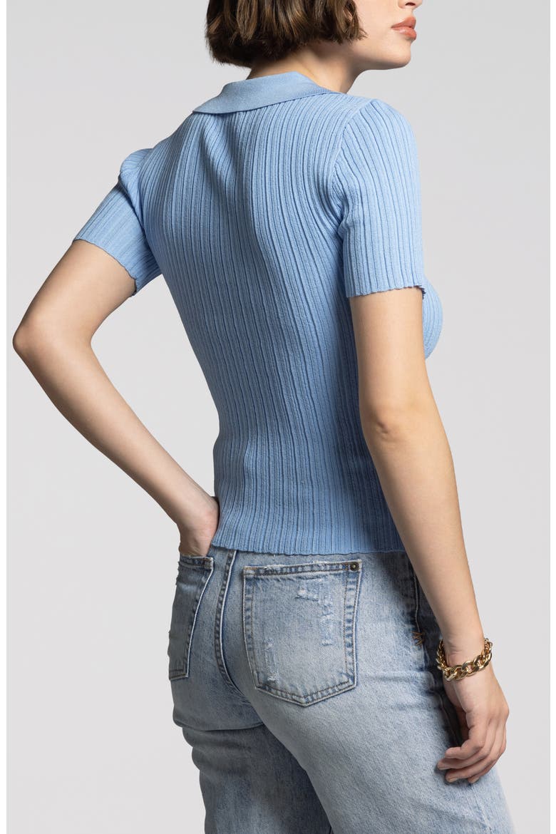 Courtney Johnny Collar Rib Top, Alternate, color, BRIGHT BLUE