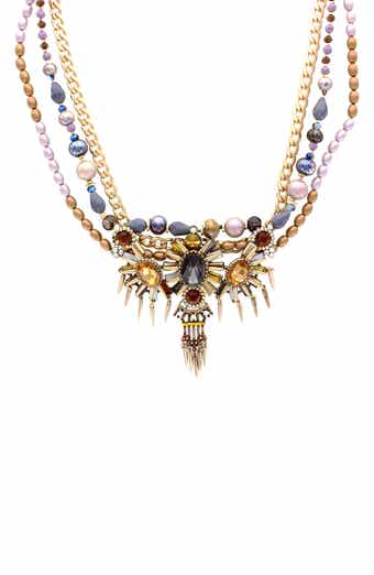 Tatiana Crystal Pendant Faux Pearl Layered Necklace