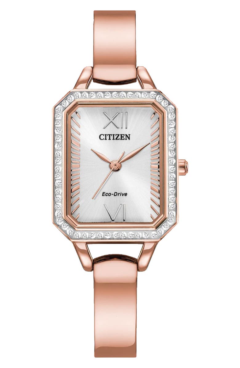 Citizen Crystal Eco-Drive Bracelet Watch, 40mm x 7mm, Main, color, Rose Gold