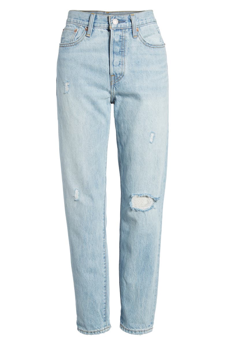 Levi's<sup>®</sup> Wedgie Icon Fit Ripped High Waist Ankle Jeans, Alternate, color, 