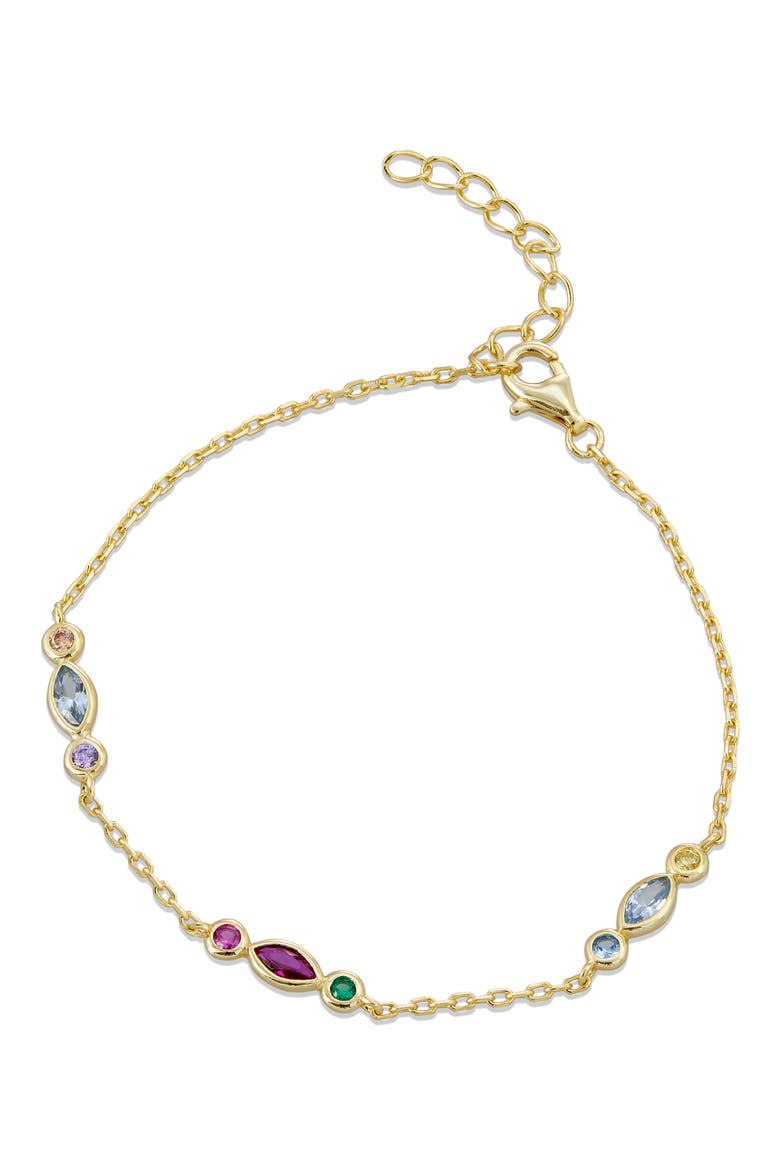 Cubic Zirconia Station Bracelet, Main, color, YELLOW