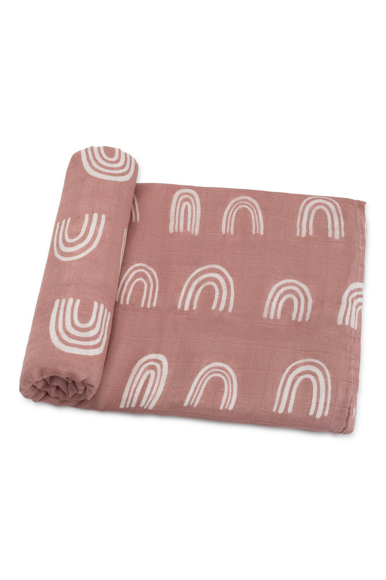 Muslin Swaddle Blanket, 1 Pack, Main, color, Mauve Rainbow