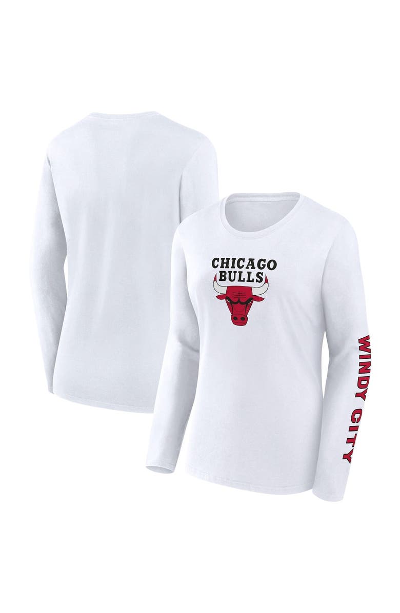 FANATICS Women's Fanatics White Chicago Bulls Long Sleeve T-Shirt, Main, color, 