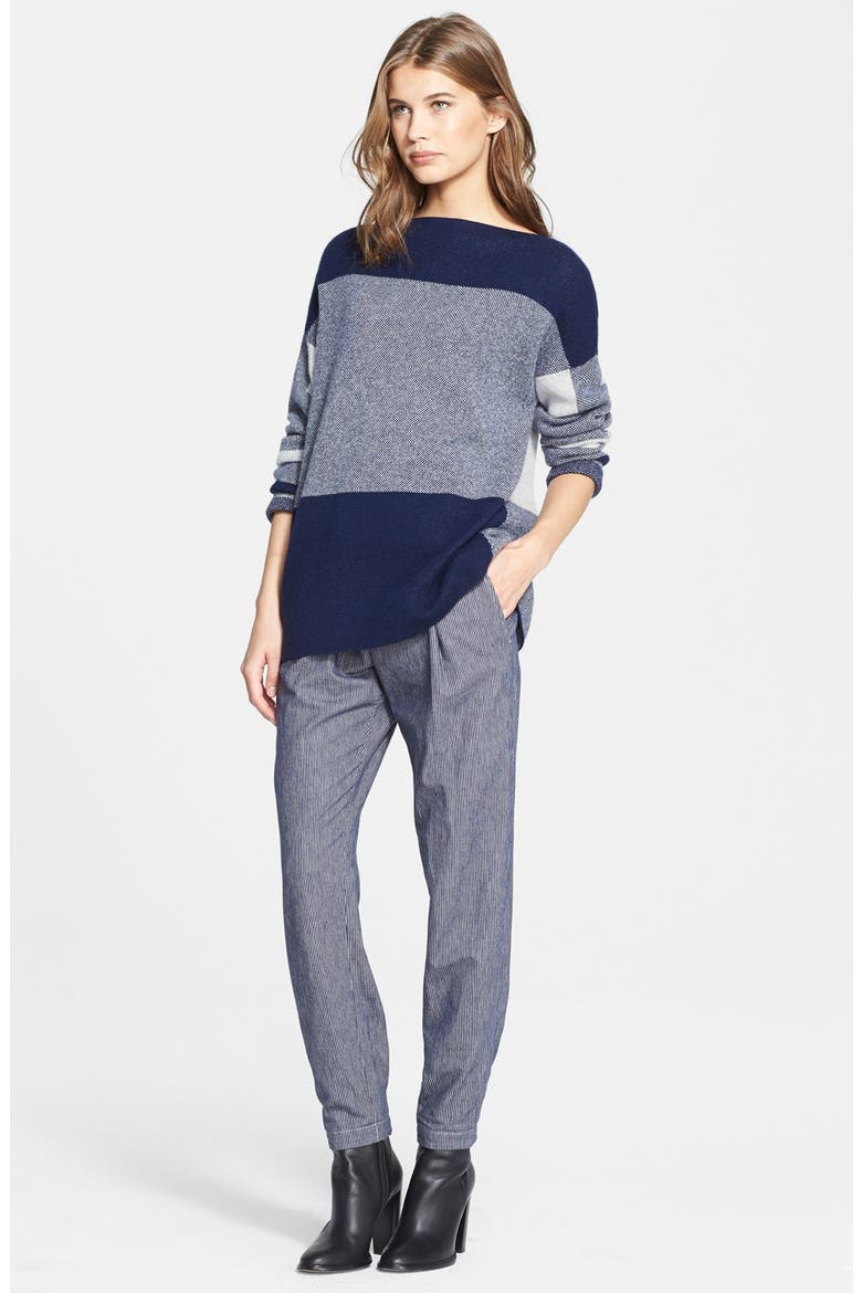 Intarsia Colorblock Sweater, Alternate, color, BLUE MARINE