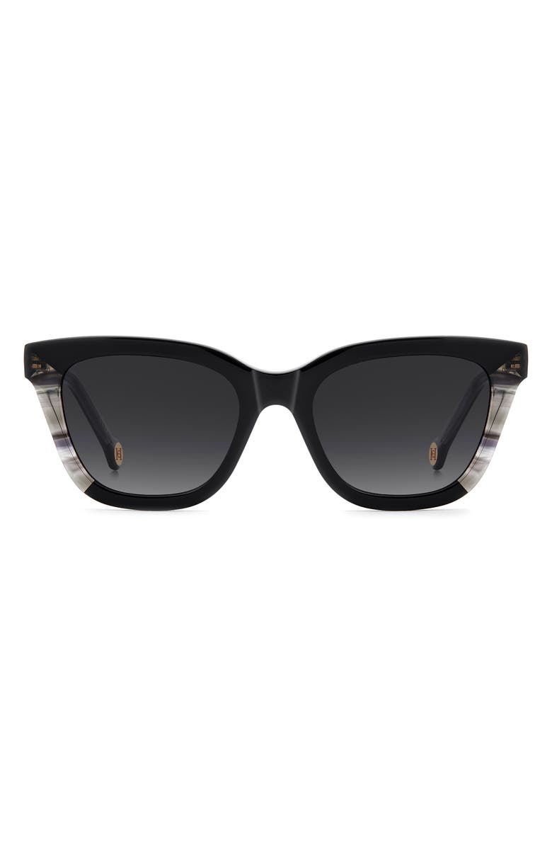 Carolina Herrera 52mm Cat Eye Sunglasses, Main, color, Black/ Dark Grey