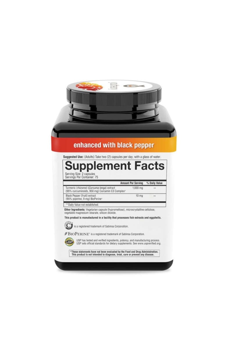 Turmeric Extra Strength 150 Vegetarian Capsules Supplement, Alternate, color, None