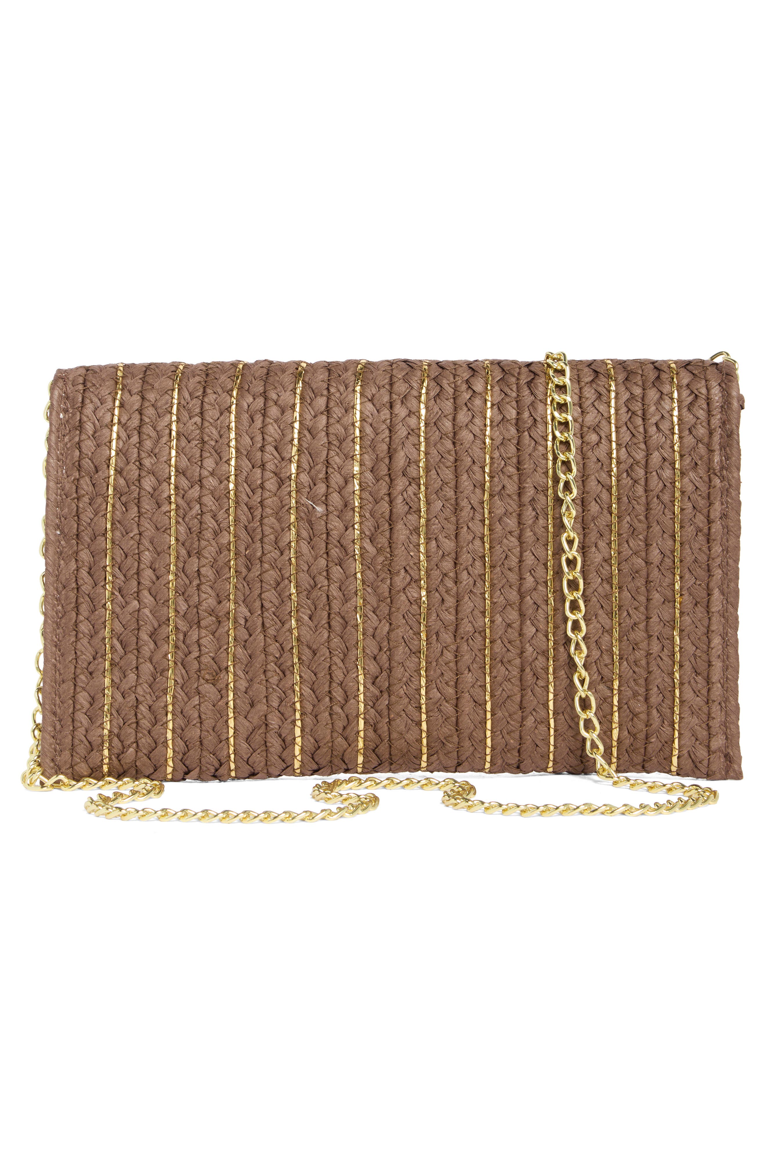 Straw Clutch, Alternate, color, CHOCOLATE GOLD