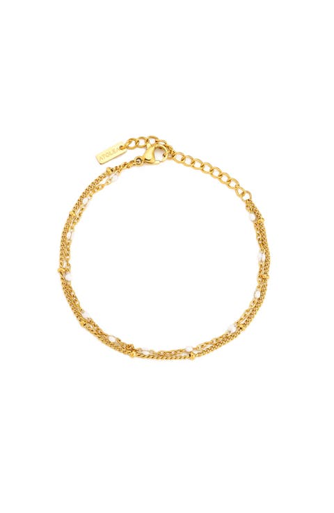 Double White Beaded Bracelet