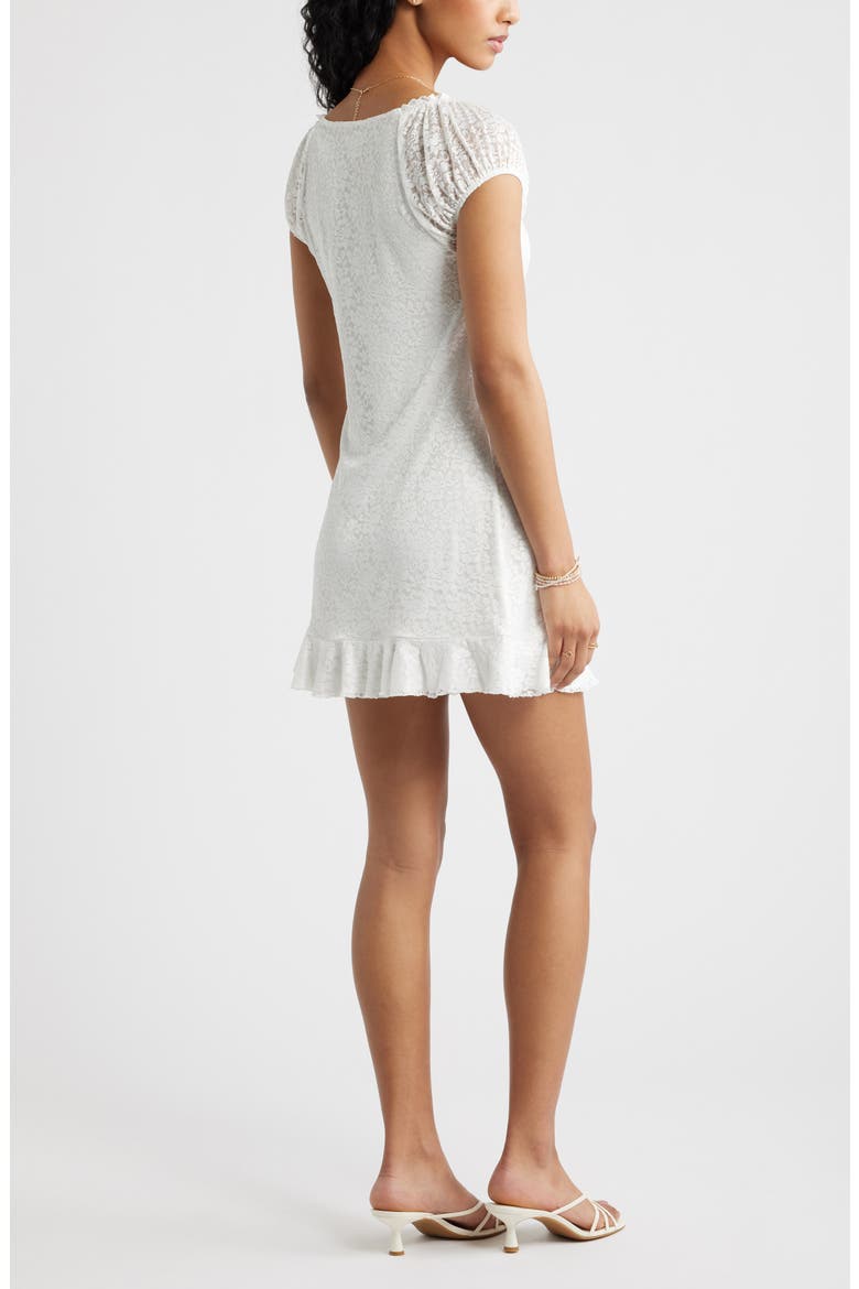 Floral Lace Minidress, Alternate, color, WHITE