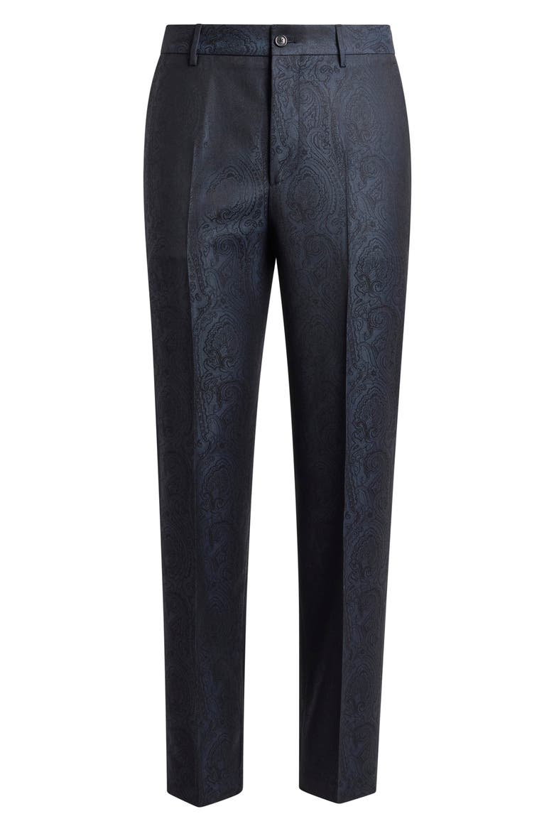 Paisley Wool Pants, Alternate, color, DARK BLUE 8