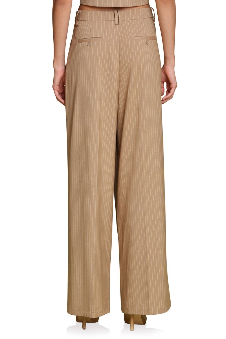 Pinstripe High Waist Wide Leg Pleat Front Pants, Alternate, color, CAMEL PINSTRIPE