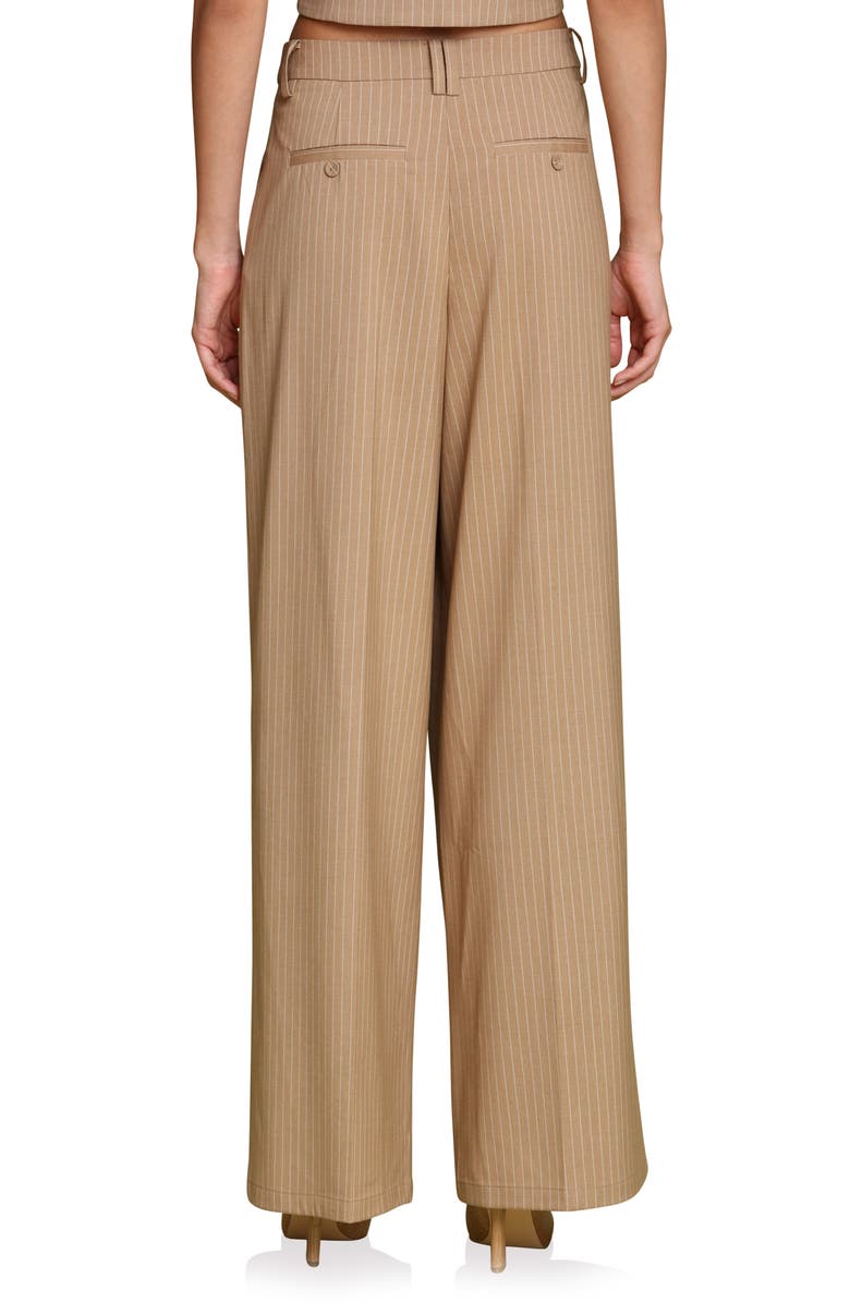 Avec Les Filles Pinstripe High Waist Wide Leg Pleat Front Pants, Alternate, color, Camel Pinstripe