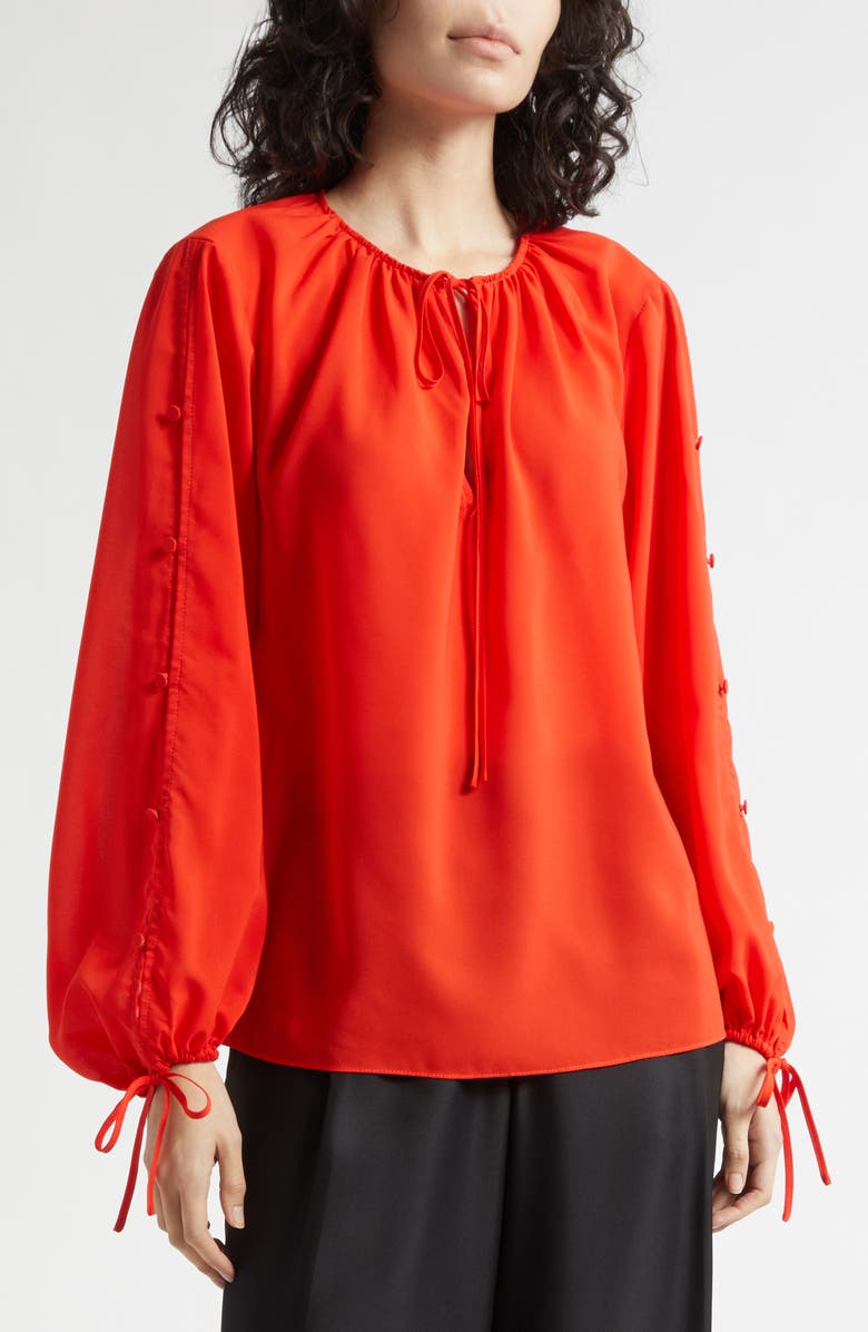 Toccin Oletta Button Long Sleeve Tie Cuff Top, Alternate, color, 