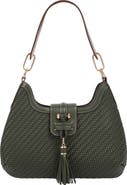USPA ACCESSORIES Tassel Tab Woven Faux Leather Hobo