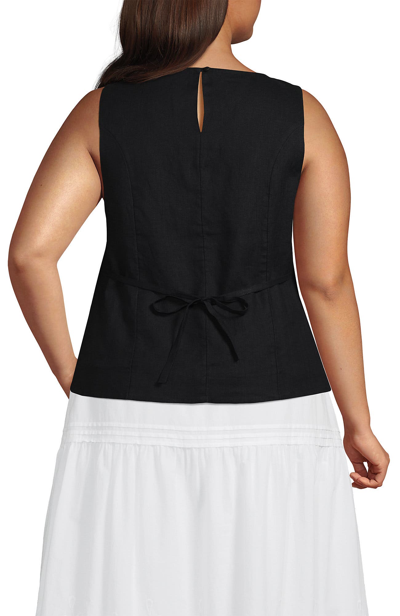 Plus Size Linen Sleeveless Peplum Top - image 2