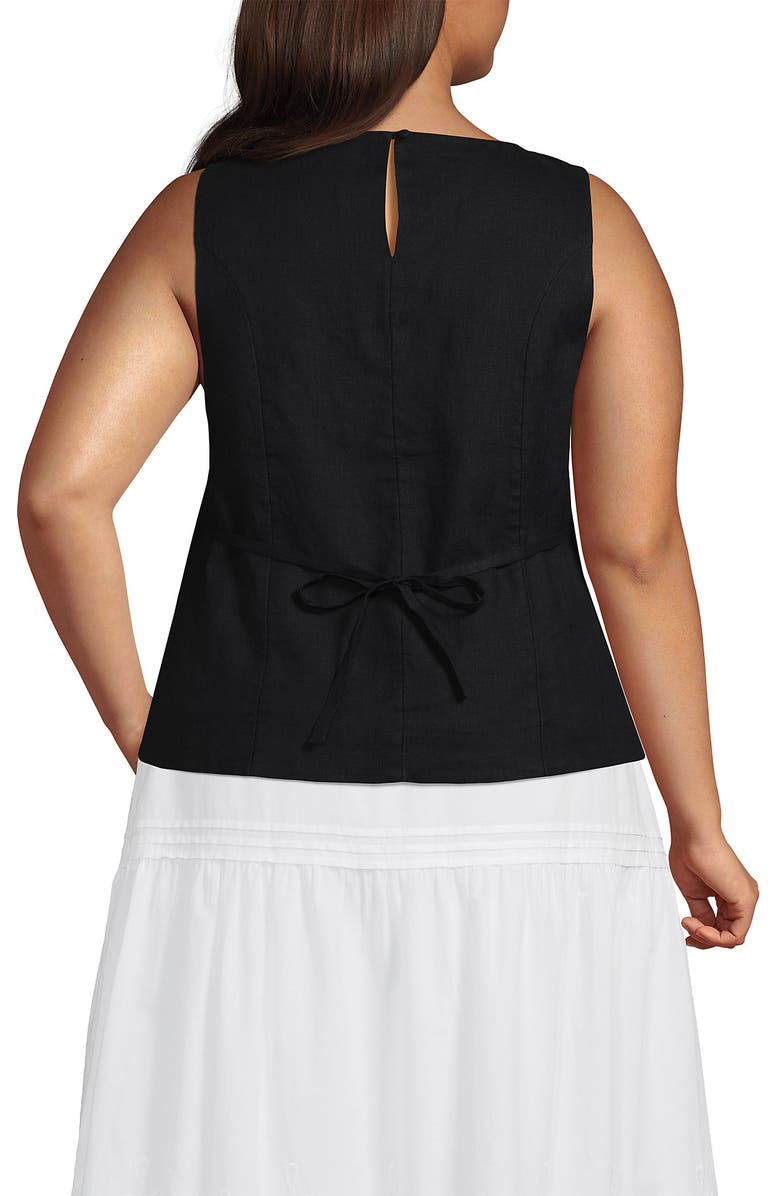 Lands' End Linen Sleeveless Peplum Top, Alternate, color, Black