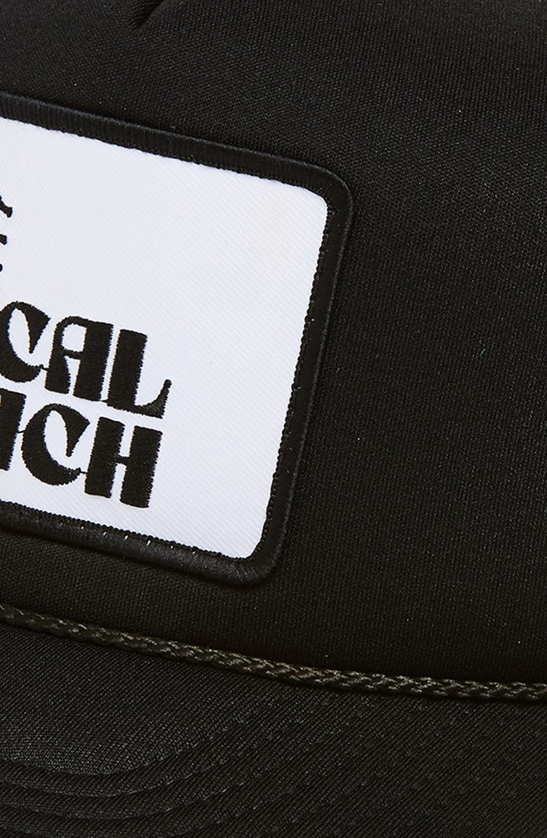 Local Beach Logo Patch Trucker Hat, Alternate, color, Black