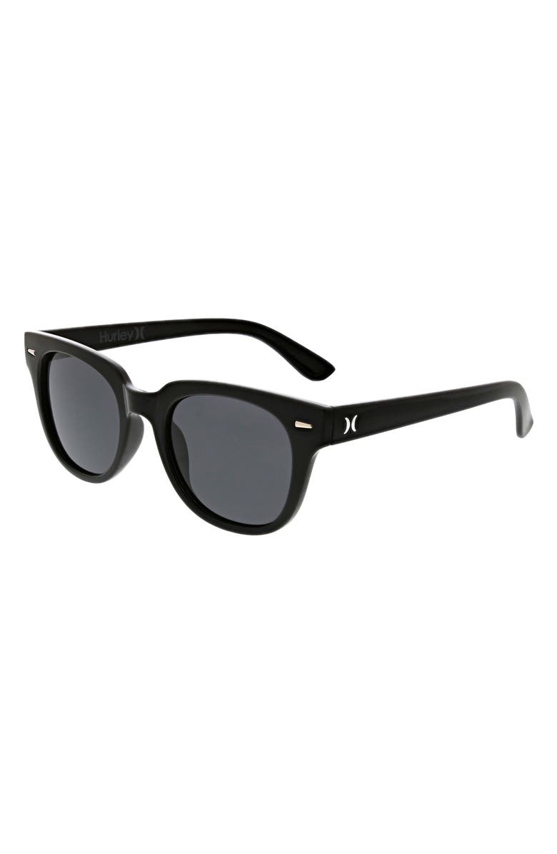 Hurley Retro Square 49mm Polarized Sunglasses, Alternate, color, Black
