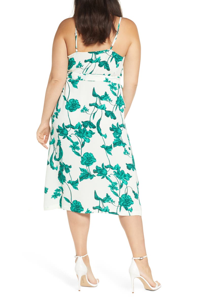 Crepe Wrap Midi Dress, Alternate, color, IVORY VANILLA BEAUTIFUL FLORAL