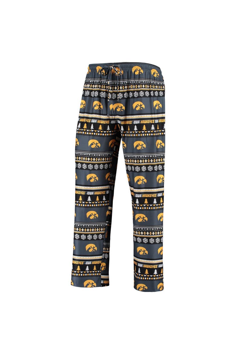 Men's Concepts Sport Black Iowa Hawkeyes Ugly Sweater Long Sleeve T-Shirt and Pants Sleep Set, Alternate, color, Black