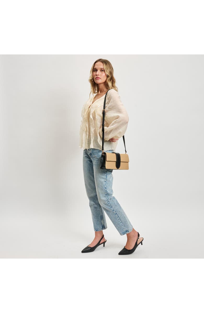 MODA LUXE Violet - Straw Crossbody, Alternate, color, Natural Black