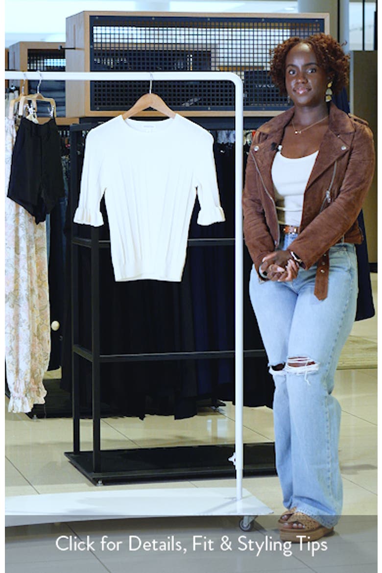 Pointelle Wool Blend Crewneck Sweater video