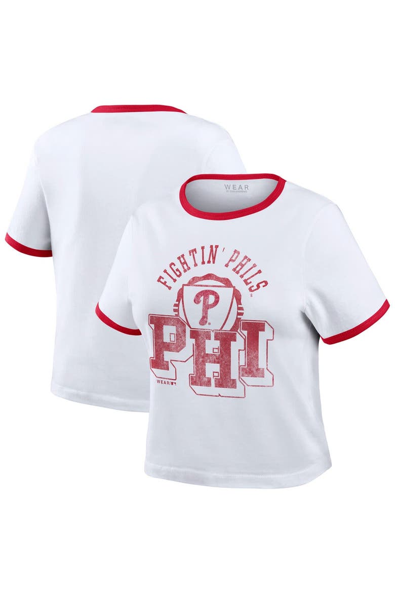 Women's WEAR by Erin Andrews  White Philadelphia Phillies Ringer Baby T-Shirt, Main, color, White