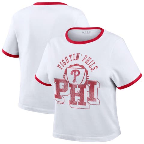 Women's WEAR by Erin Andrews  White Philadelphia Phillies Ringer Baby T-Shirt