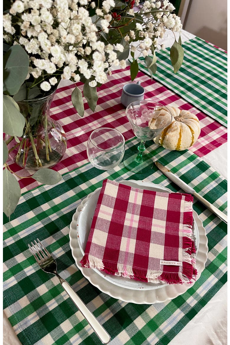 Handwoven Abigail Cranberry Cotton Party Napkins, Set of 4, Alternate, color, Red