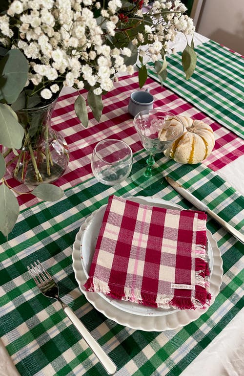 Archive New York Handwoven Abigail Cranberry Cotton Party Napkins, Set Of 4 In Red