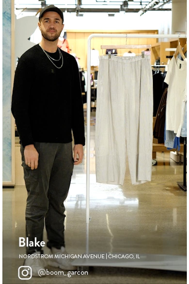 Stripe Linen Blend Crop Pull On Pants video