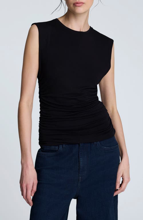 Kenneth Cole Sleeveless Side Rouched Knit Top In Black