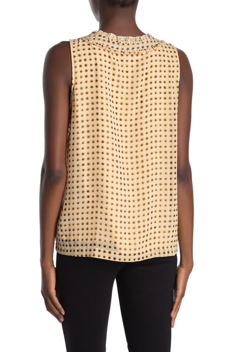 Dot Print Ruffle Trim Tank Top, Alternate, color, WHEAT