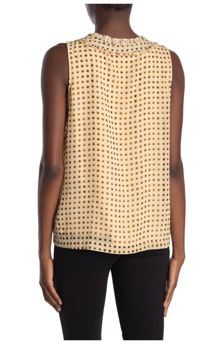 Donna Karan New York Dot Print Ruffle Trim Tank Top, Alternate, color,