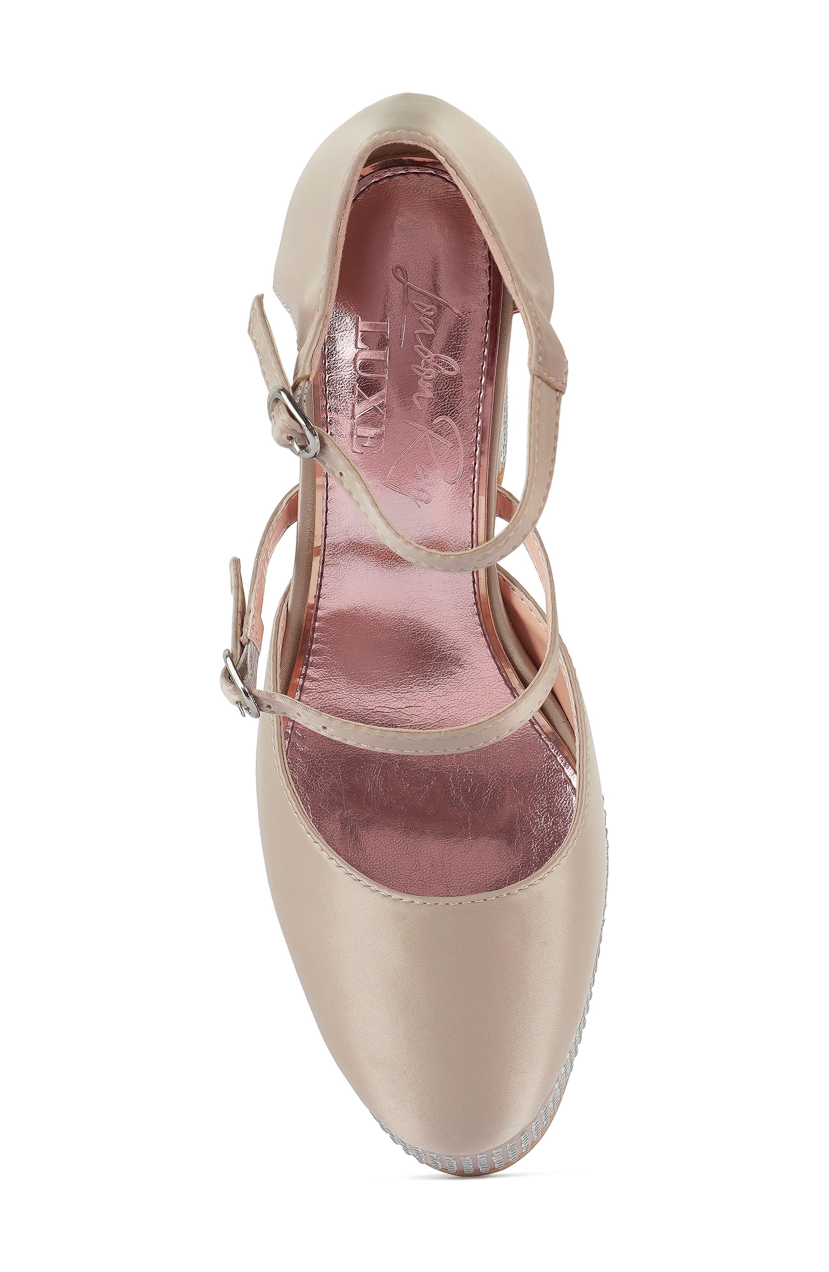 LONDON RAG Rhinstone Embellished Platform Mary Jane Pump, Alternate, color, Beige