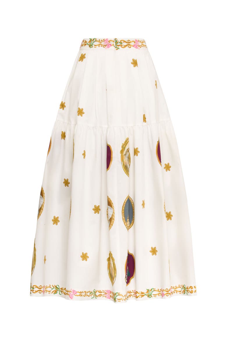 Printed Cotton Skirt With Pockets, Alternate, color, White / Multicolour