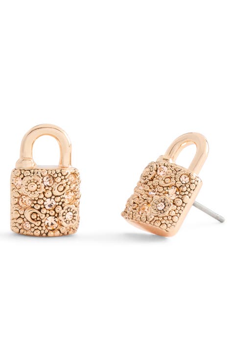 Pavé Padlock Stud Earrings
