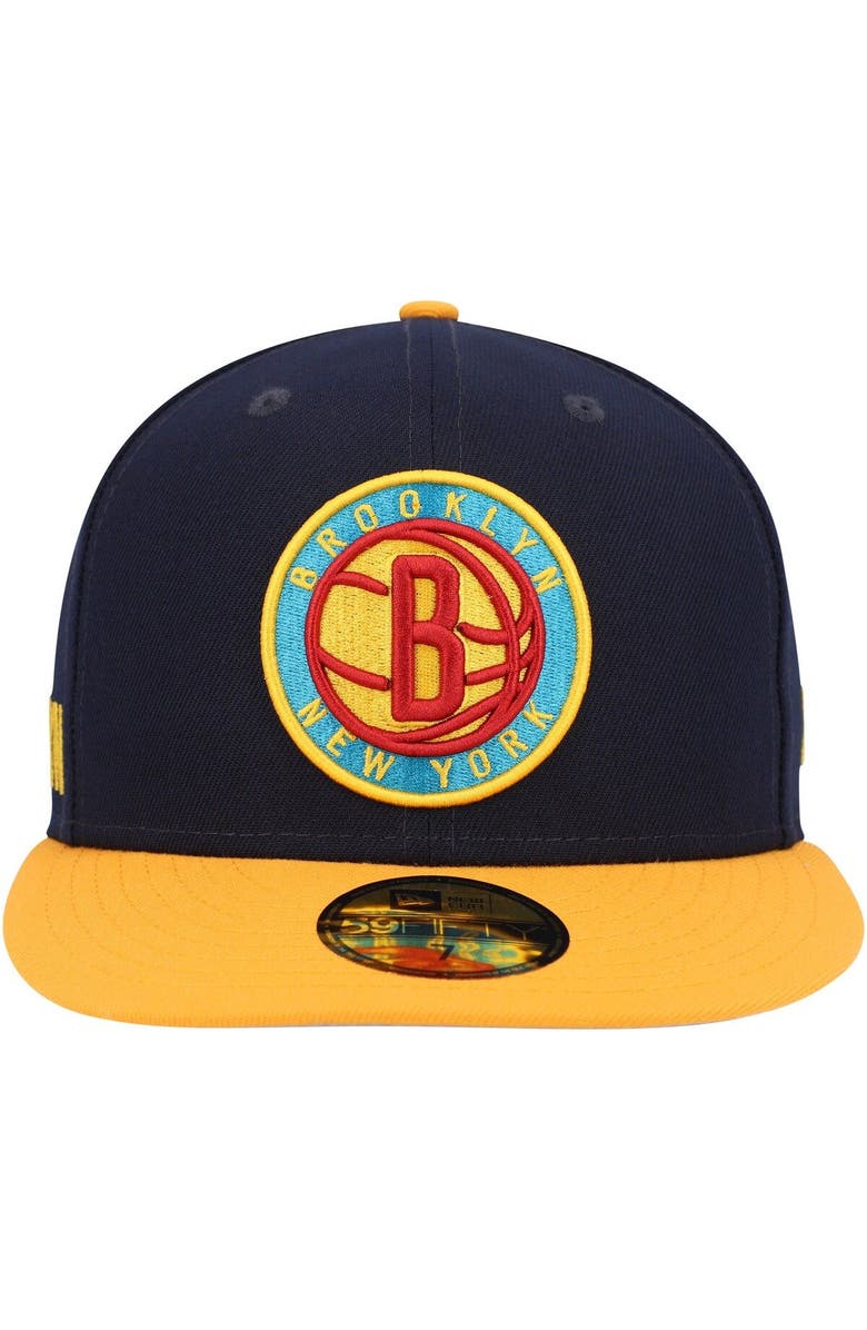 New Era Men's New Era Navy/Gold Brooklyn Nets Midnight 59FIFTY Fitted Hat, Alternate, color, 