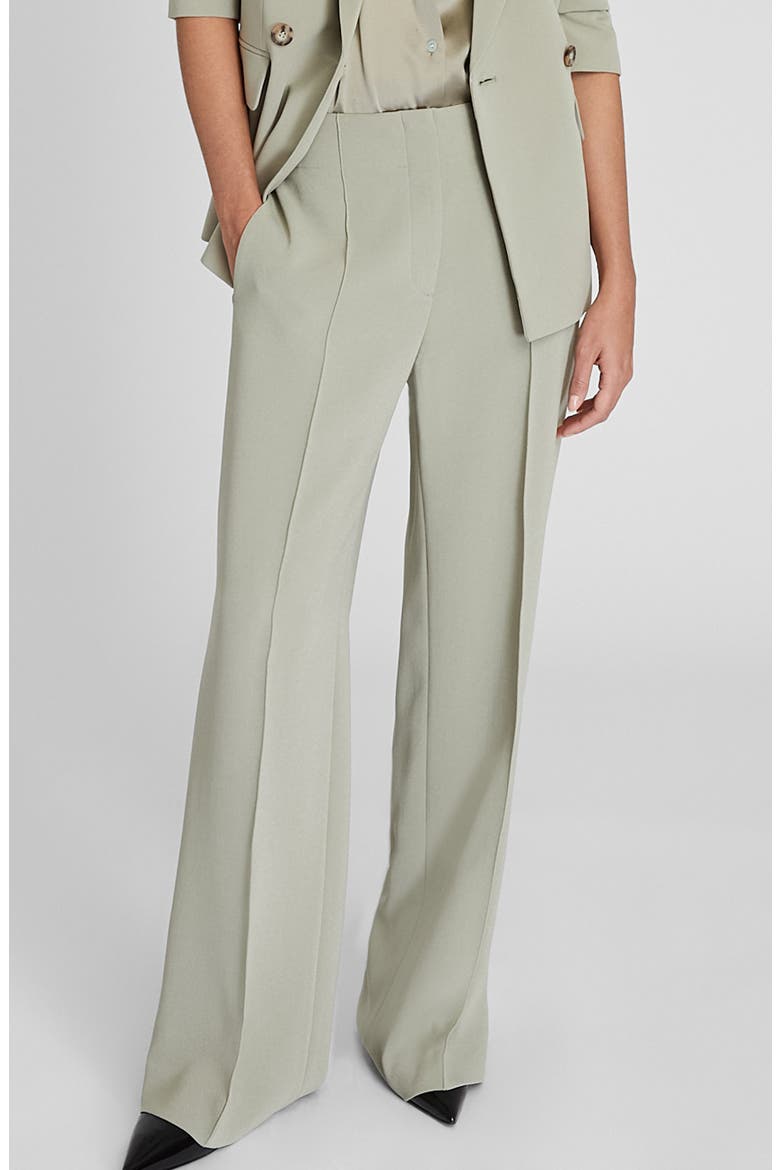 High Waist Wide Leg Crepe Pants, Main, color, 072 - OAK/ CHENE
