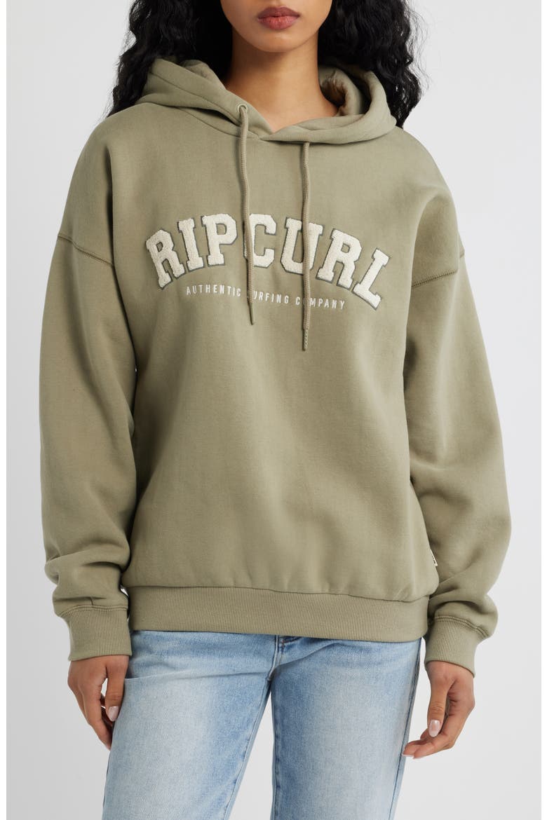 Varsity Logo Graphic Hoodie, Main, color, OLIVE