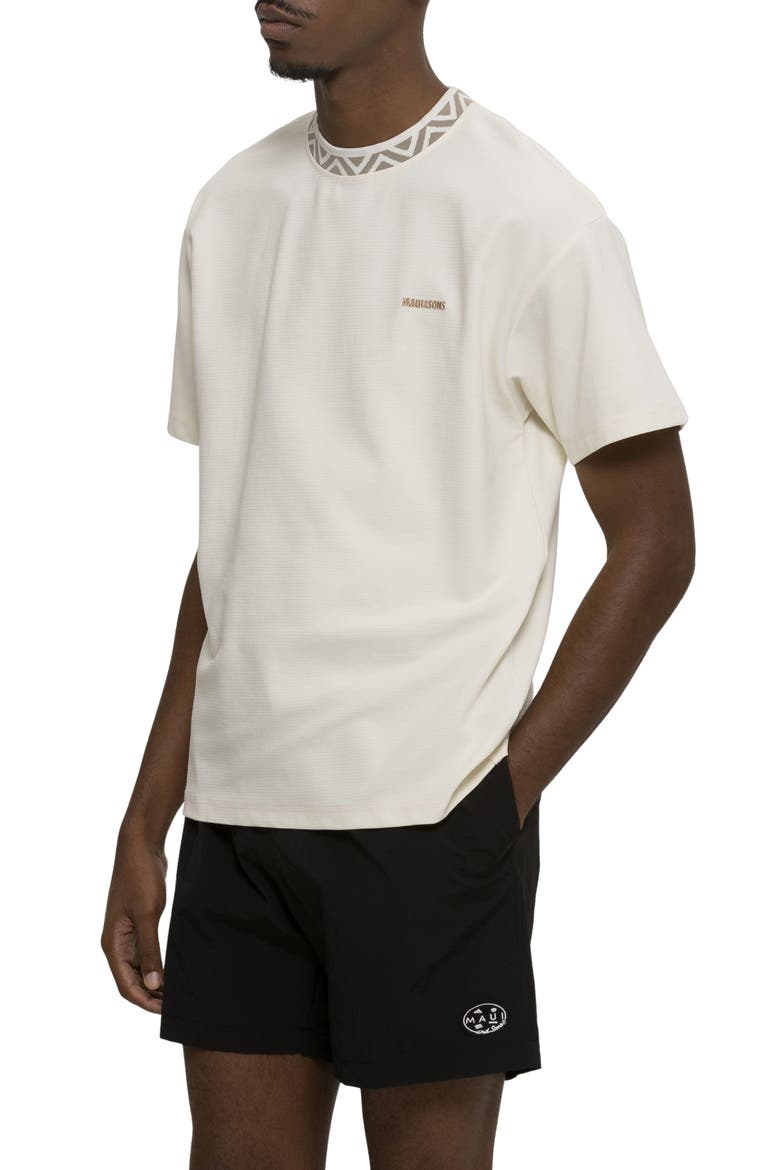 Break Neck Oversize Textured Cotton T-Shirt, Alternate, color, CREAM
