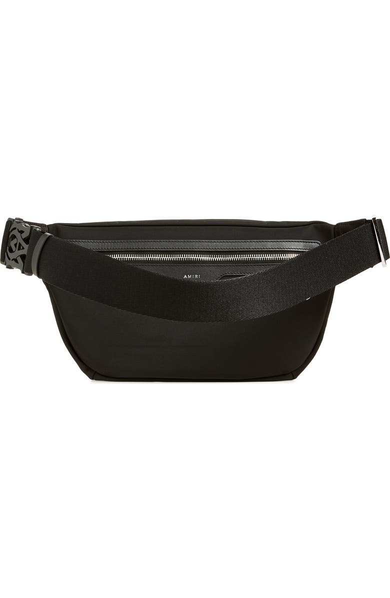 AMIRI Staggered Logo Nylon Belt Bag, Alternate, color, Black
