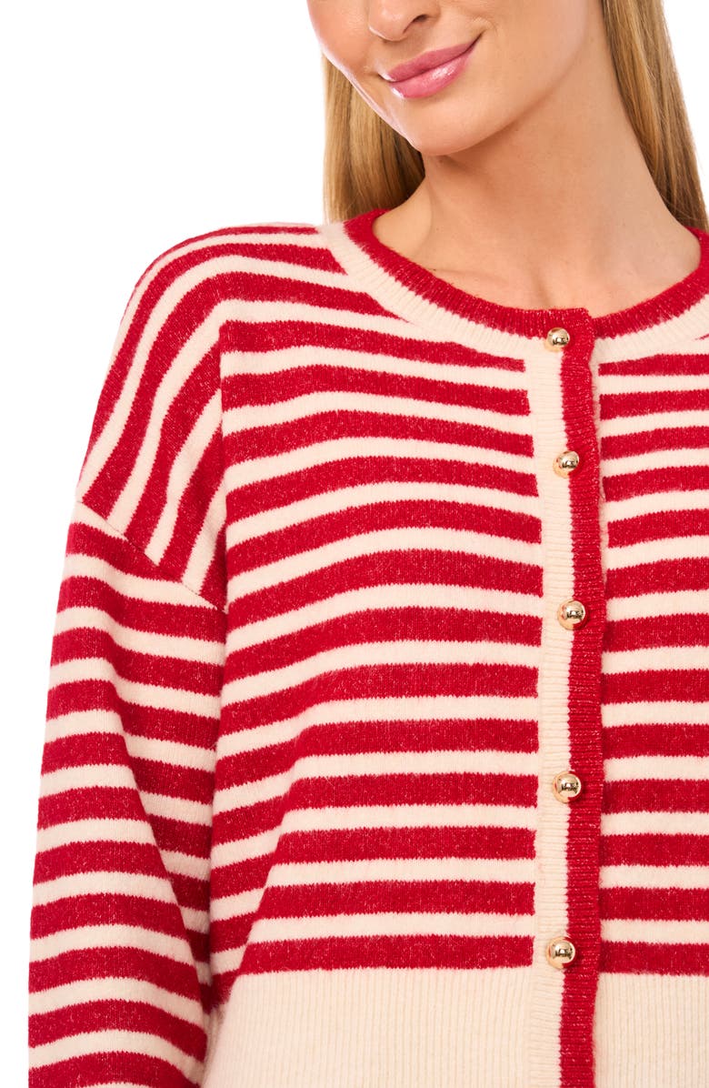 CeCe Stripe Cardigan, Alternate, color, Royal Red