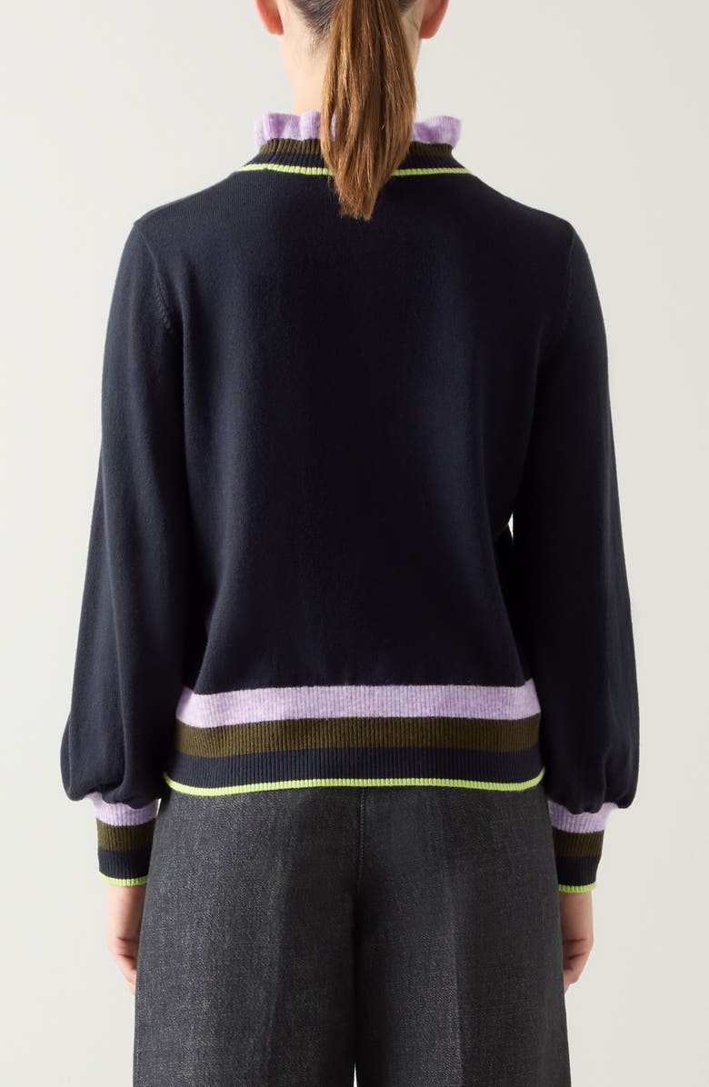 LK Bennett Alina Stripe Mock Neck Sweater, Alternate, color, Navy Multi