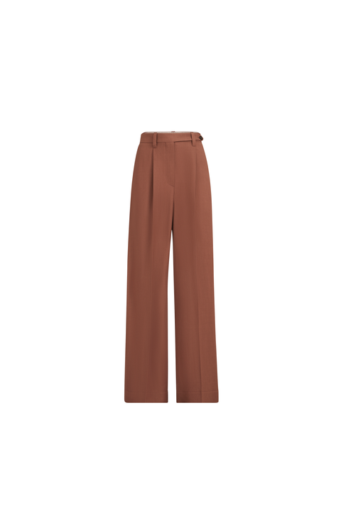 Fluid twill wide trousers with monili