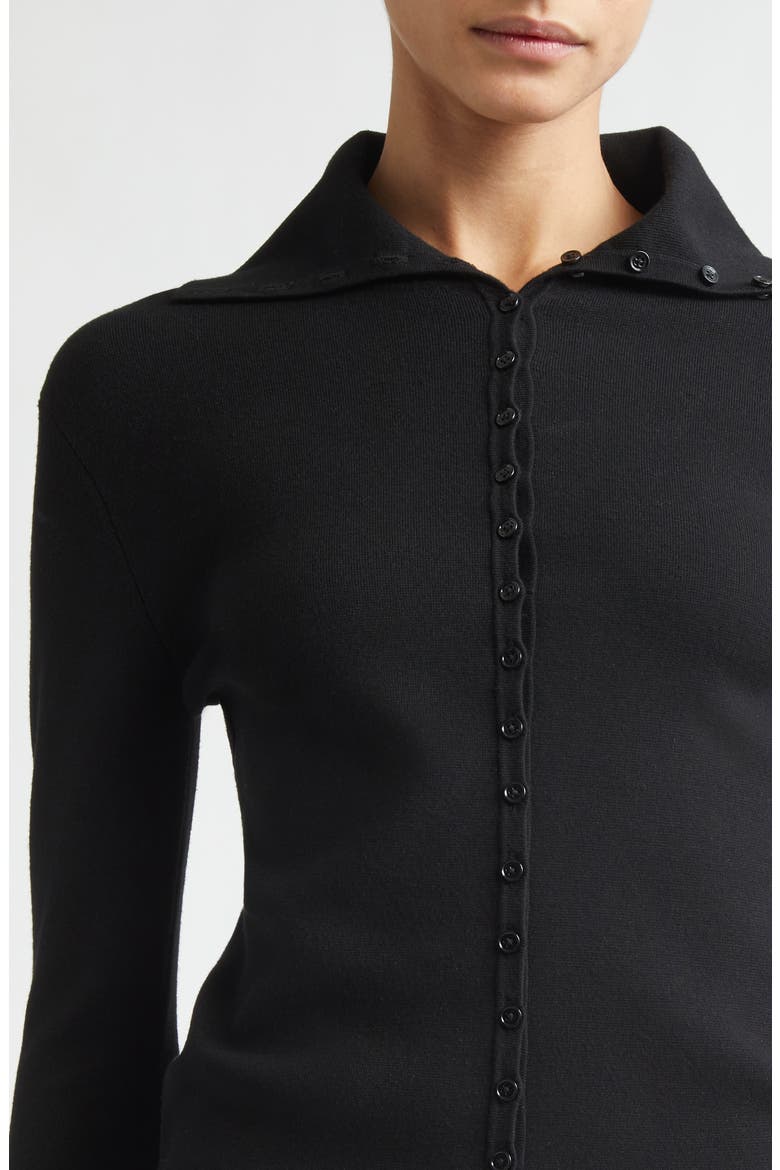 Fitted Polo Cardigan, Alternate, color, BLACK